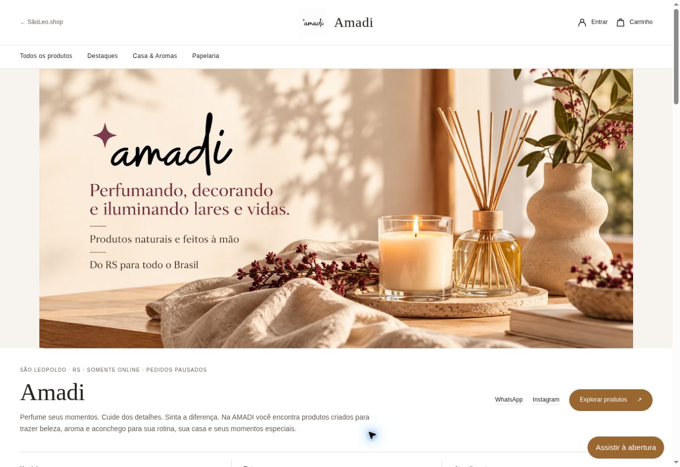 Captura da loja virtual AMADI