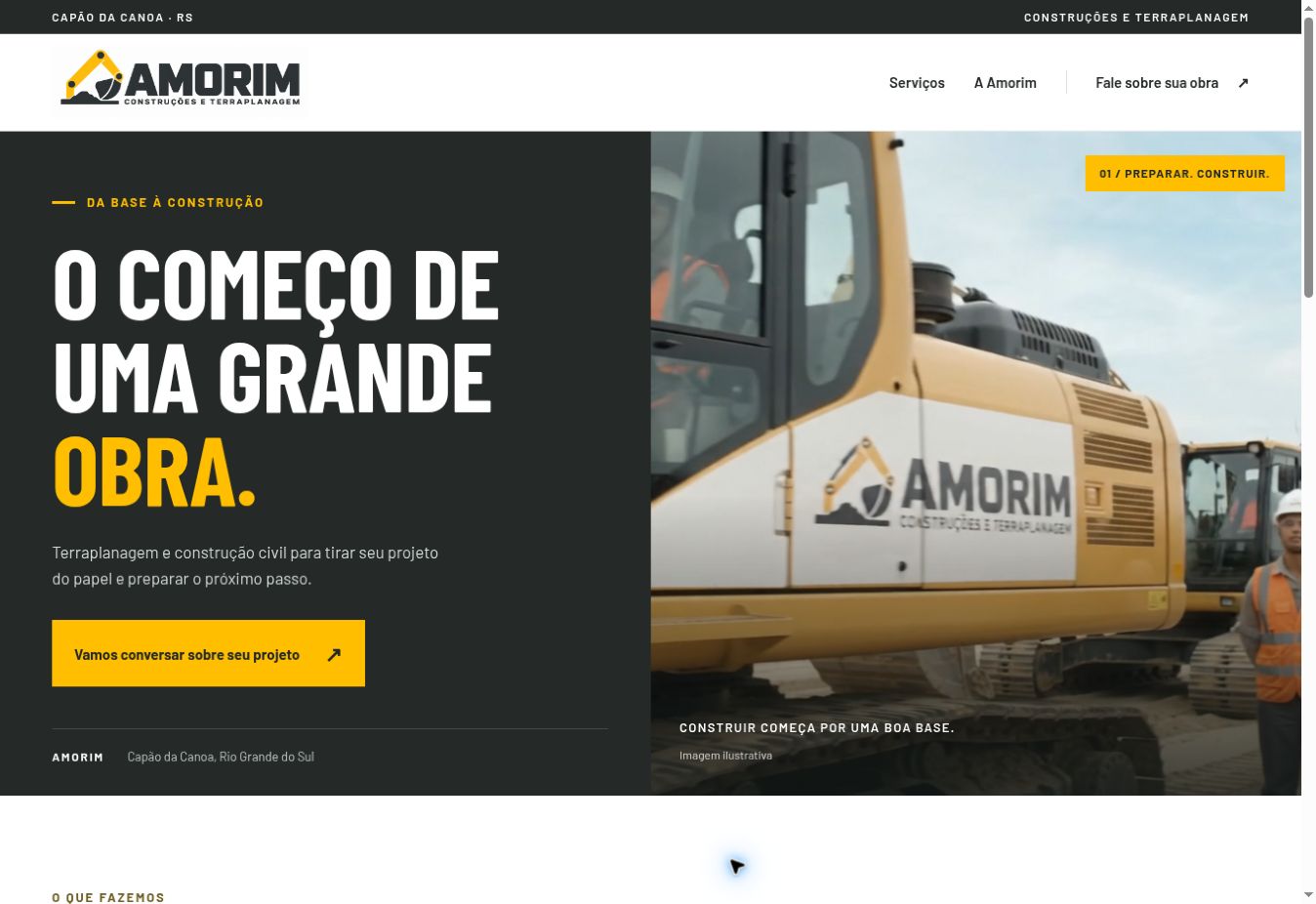 Captura do site Amorim Construções