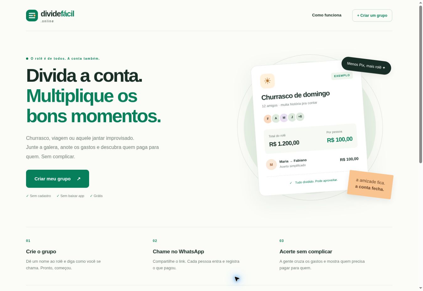 Captura do DivideFácil: divisão de despesas entre amigos
