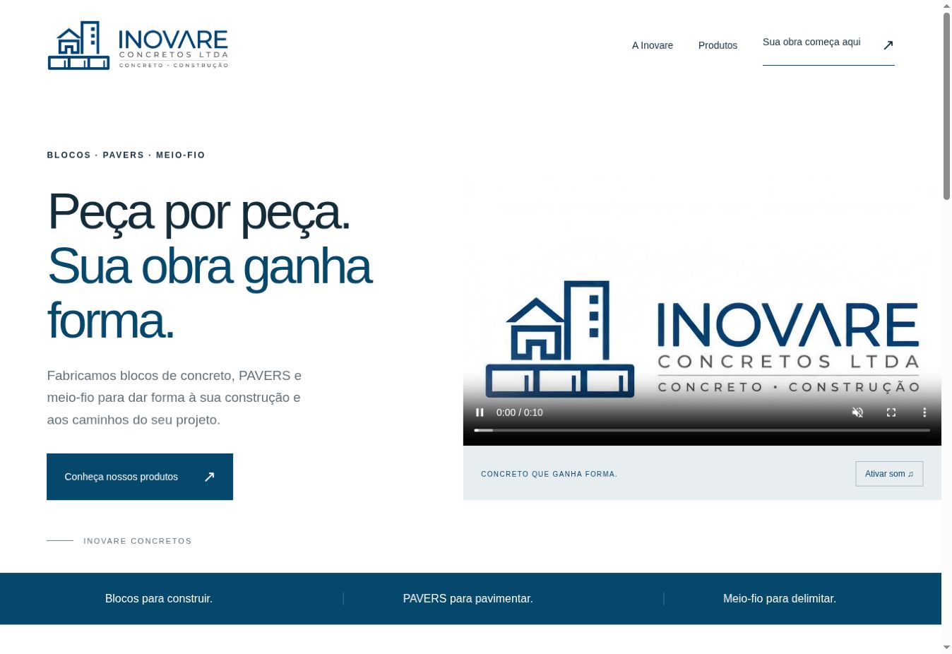 Captura do site Inovare Concretos
