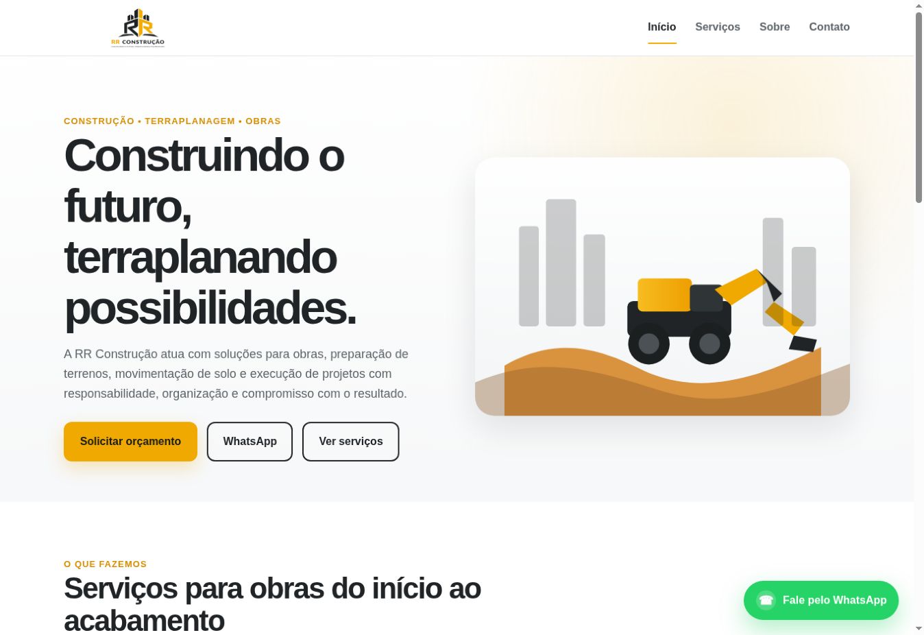 Captura do site RR Construção