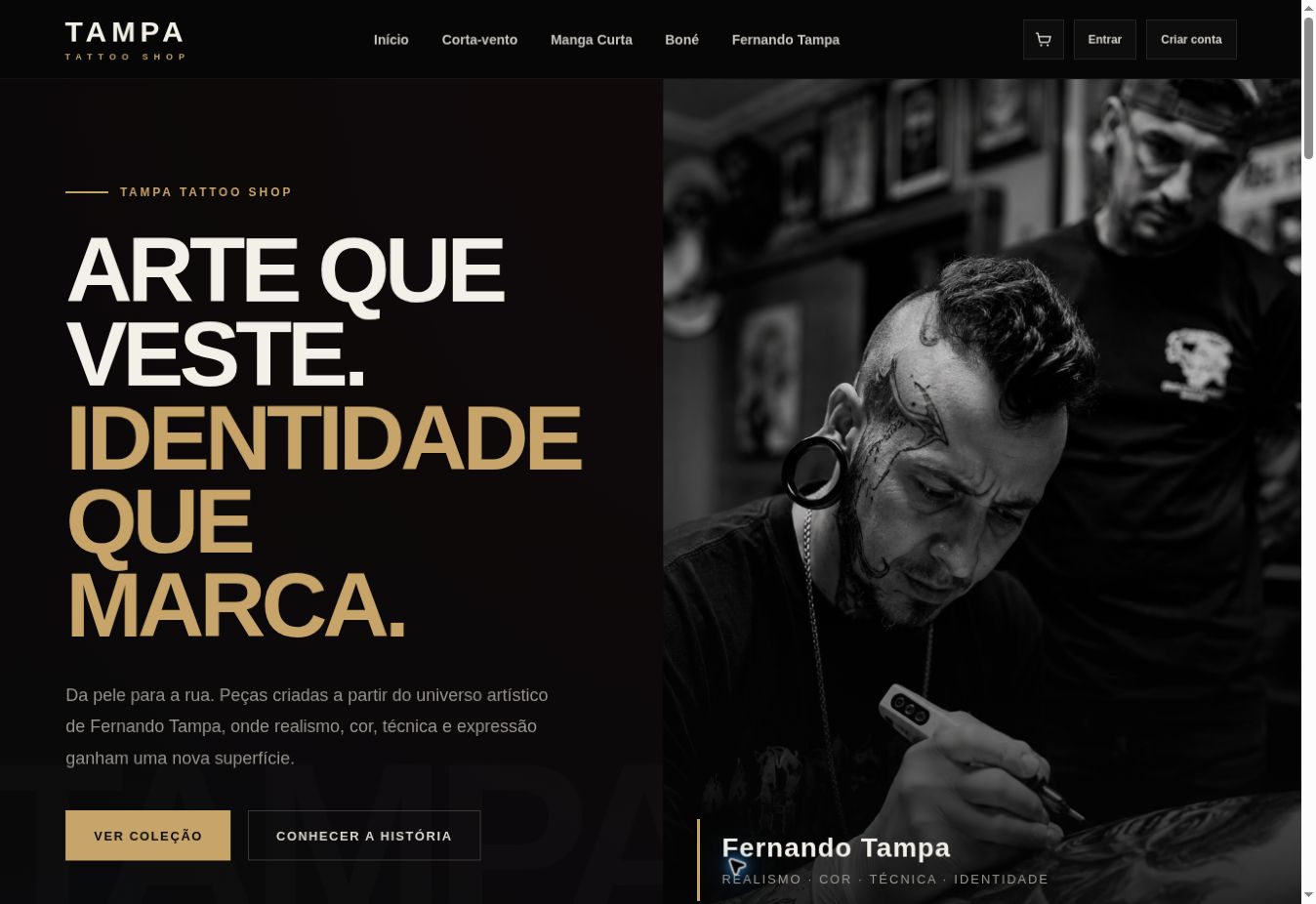 Captura do site Tampa Tattoo Shop